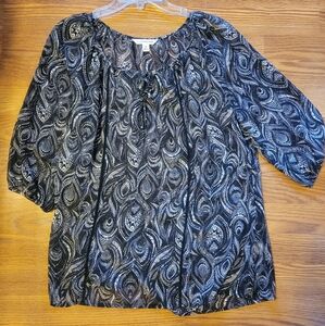 Croft & Barrow black paisley blouse